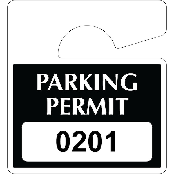 Lustre-Cal Laminated Hanging Parking Permit Black 3in x 2.75in 30mil Plastic Serialized 201-250, 50PK 253813301K0201 - main